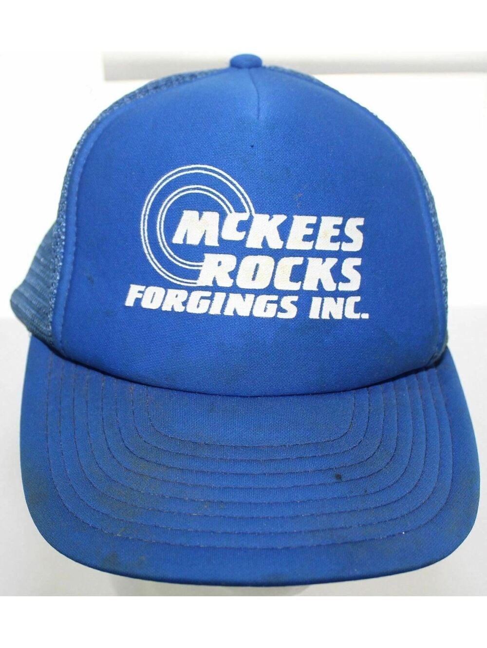 Vintage MCKEES ROCKS FORGINGS INC. Trucker Hat Blue Snapback Cap Speedway 1 Size